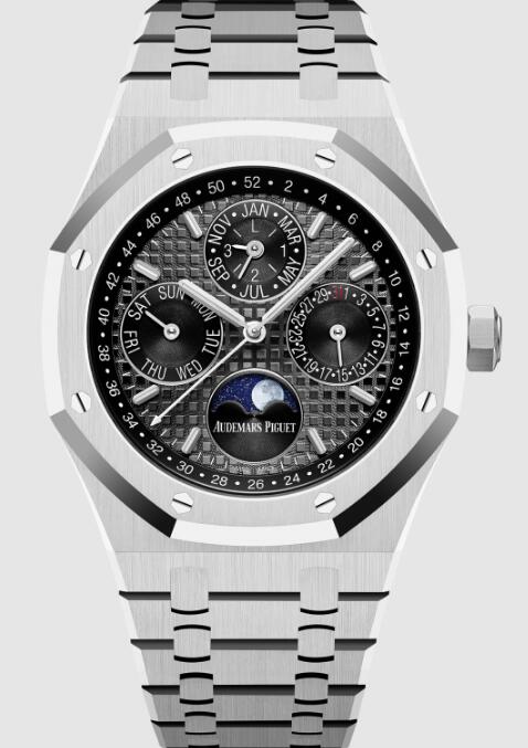 Review Audemars Piguet Replica Royal Oak Perpetual Calendar 41 White Gold Black 26607BC.OO.1220BC.02 watch